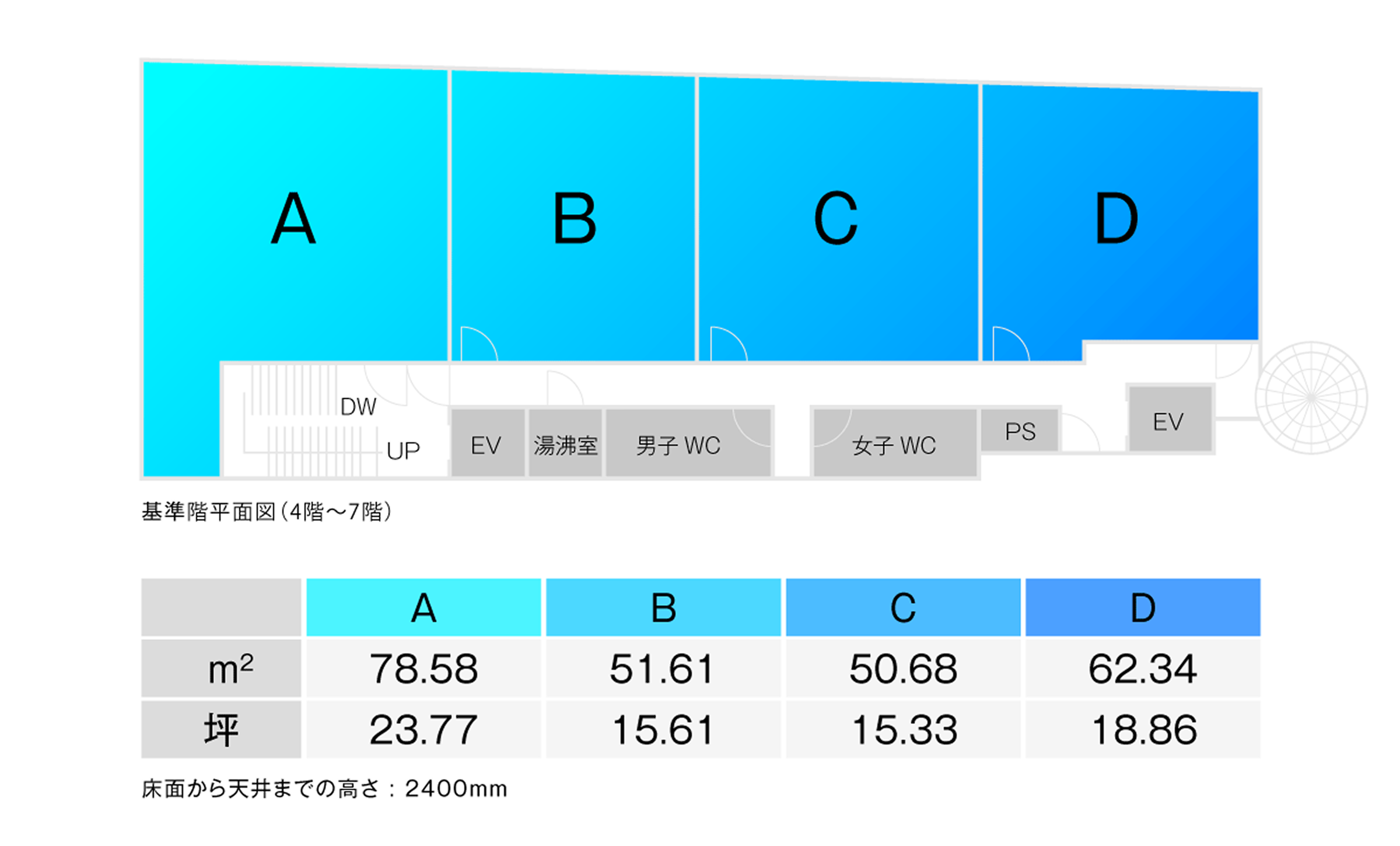 河北ビル 基準階平面図